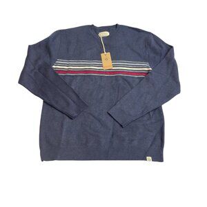 Marine Layer Re-Spun Allen Striped knit Sweater Light navy crew size medium new